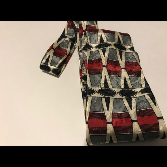 Ketch Designer Tie (Red,creme,black, pale green ) - Picture 2 of 4